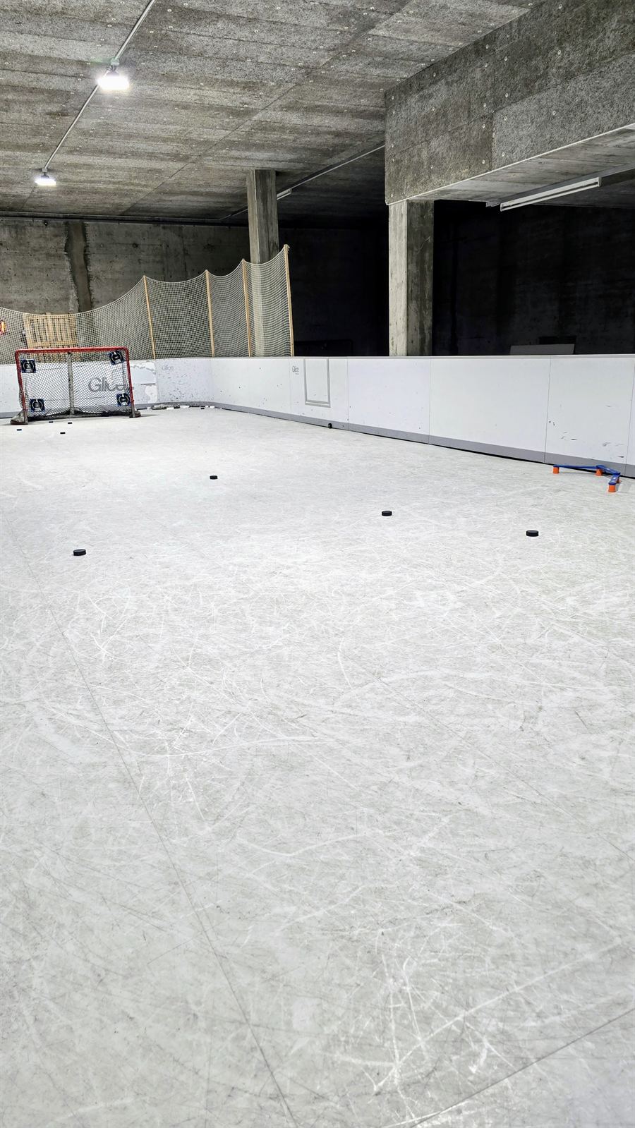 View across the shooting surface to the goal
